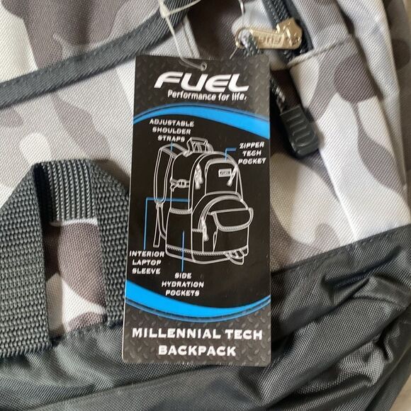 Fuel Millennial‎ Tech Backpack - Army Camo Nwt Grey/Off White - Picture 8 of 9